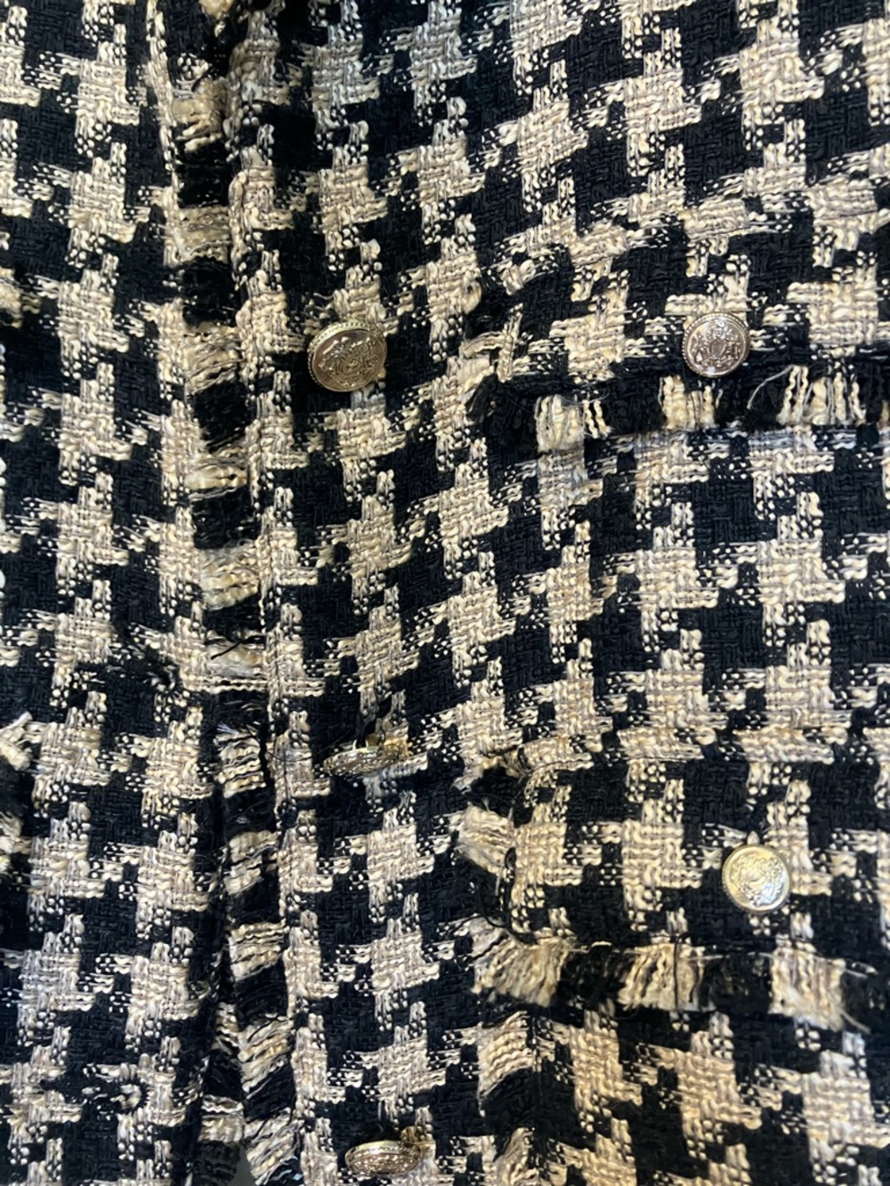 Mango Black and Cream Houndstooth Tweed Blazer - Picture 7 of 9